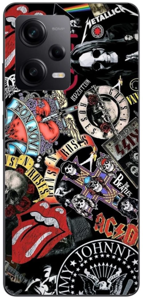 Rock Bands Silicone Case θήκη για Xiaomi Redmi note 12 pro 5g black