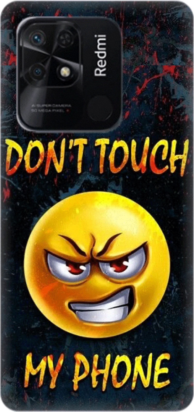don't touch my phone emoji Silicone case Θήκη για XIAOMI Redmi 10C yellow