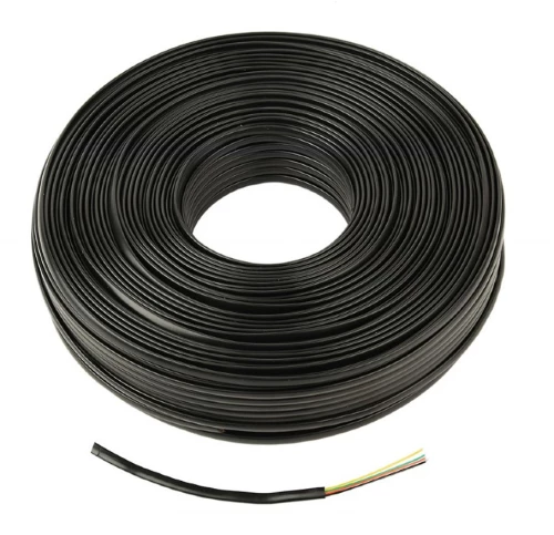 CABLEXPERT FLAT TELEPHONE CABLE STRANDED WIRE 100m BLACK 4 WIRES