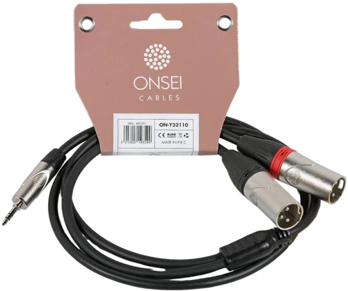 Onsei ON-Y32110 - Καλώδιο Audio 2 x 3-pin XLR male - 3,5mm mini Jack Stereo 1m