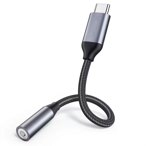 Adapter DeTech  USB-C – 3.5mm (F)   Gray - 17833