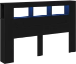 vidaXL LED Κεφαλάρι Μαύρη Δρυς 160x18,5x45 εκ Επεξεργασμένο Ξύλο