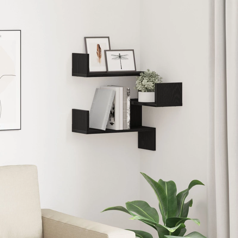 Ράφι Γωνίας vidaXL Μαύρο Δρυς 40x40x49,5 εκ. Ξύλο επεξεργασμένο