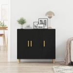 vidaXL Μπουφές Μαύρος Δρυς 90x34x80 εκ Επεξεργασμένο Ξύλο