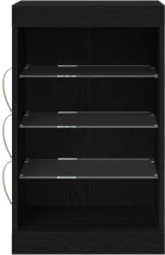 vidaXL Μπουφές με LED Φώτα Μαύρο Δρυς 41x37x67 εκ.