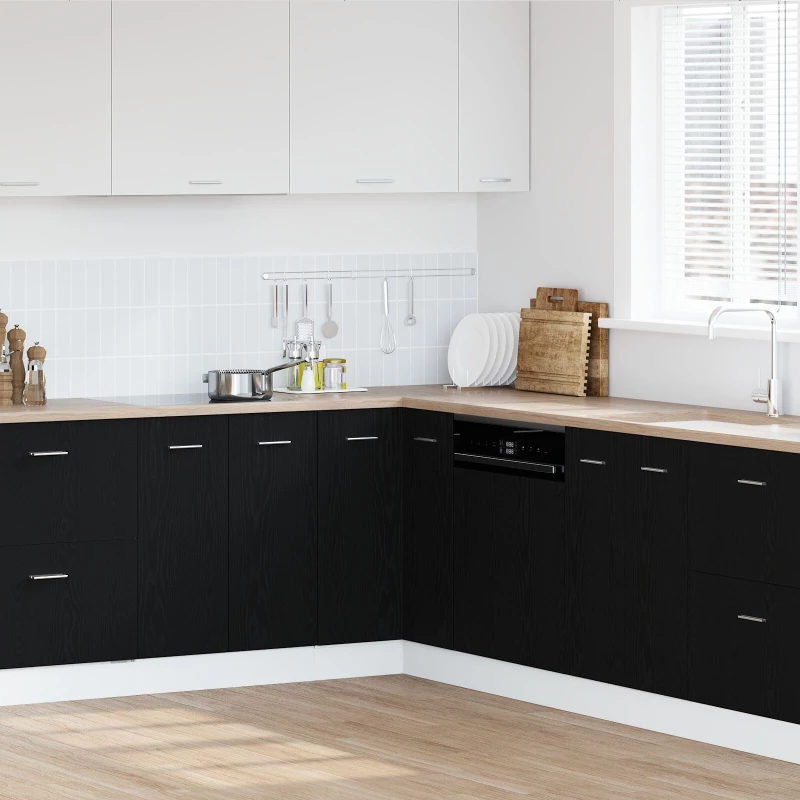 vidaXL Μαύρο Δρυς Γωνιακό Κάτω Ντουλάπι - 75.5x75.5x81.5 εκ