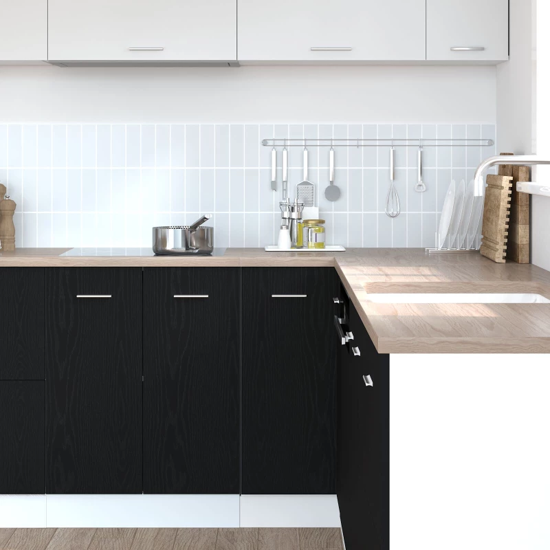 vidaXL Μαύρο Δρυς Γωνιακό Κάτω Ντουλάπι - 75.5x75.5x81.5 εκ