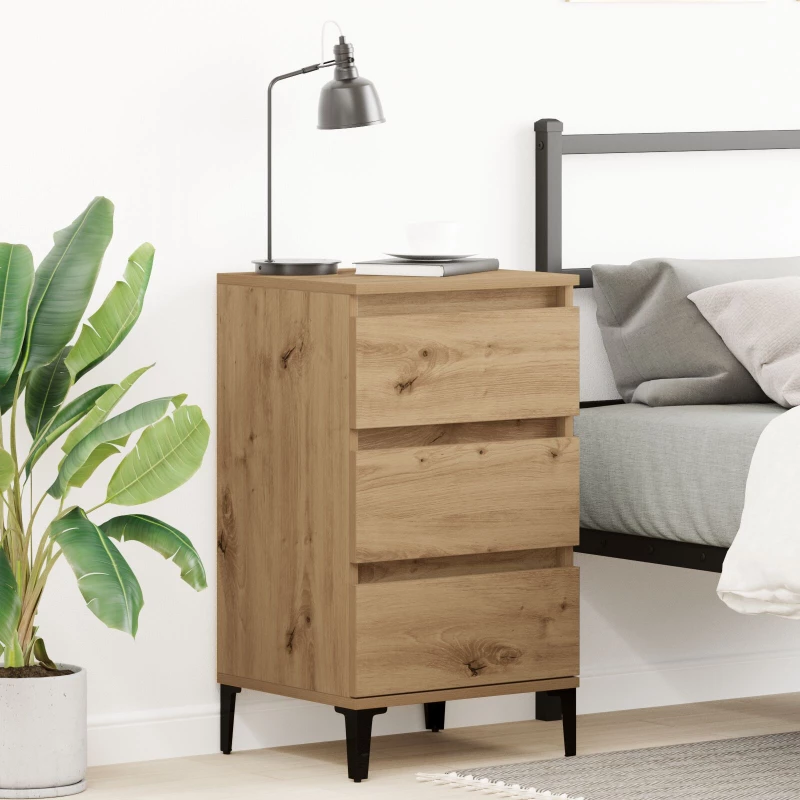 vidaXL Κομοδίνο Καλλιτέχνη Δρυς 40x35x70 εκ Επεξεργασμένο Ξύλο