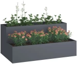 vidaXL Γλάστρα Κήπου 2-Επίπεδη 100x60x45 εκ Ανθρακί Πλαστικό