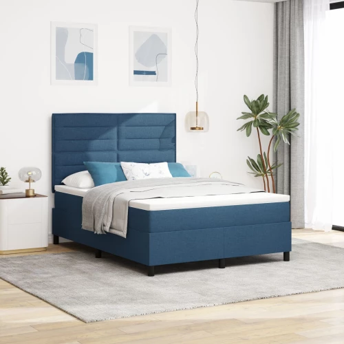 vidaXL Κρεβάτι με Στρώμα Μπλε 140x200 εκ. Ύφασμα