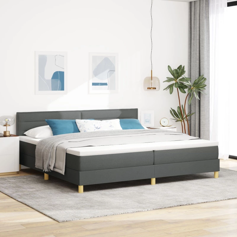 vidaXL Κρεβάτι με Στρώμα Σκούρο Γκρι 200 x 200 εκ. Ύφασμα