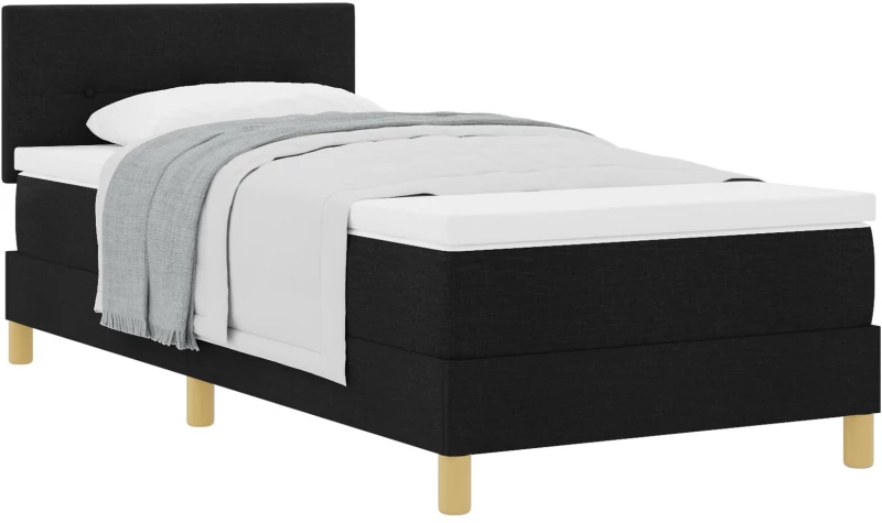 vidaXL Κρεβάτι με Σπυρί και Μαξιλάρι Μαύρο 100x200 εκ. Ύφασμα