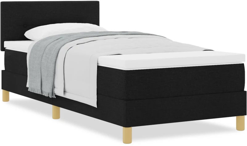 vidaXL Κρεβάτι με Σπυρί και Μαξιλάρι Μαύρο 100x200 εκ. Ύφασμα