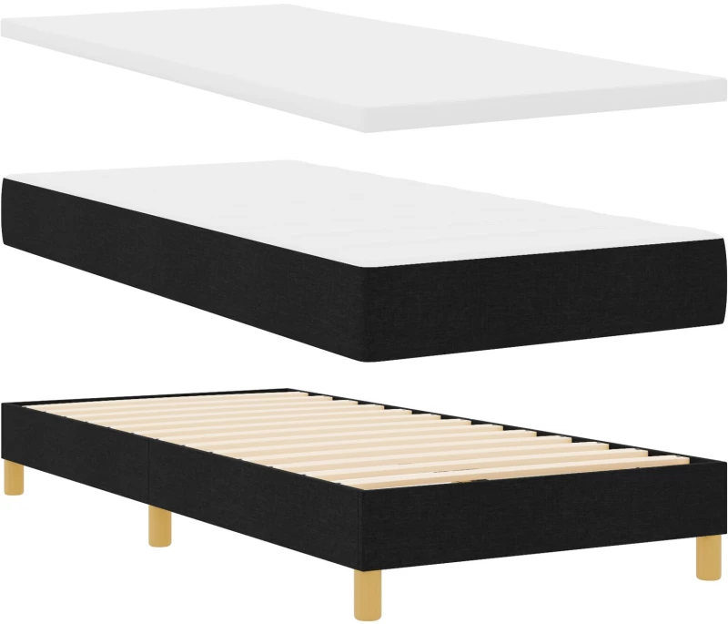 vidaXL Κρεβάτι με Σπυρί και Μαξιλάρι Μαύρο 100x200 εκ. Ύφασμα