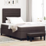 vidaXL Κρεβάτι Box Spring με Στρώμα & Πάγκο Σκούρο Καφέ 120x200 εκ. Ύφασμα
