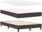 vidaXL Κρεβάτι Box Spring με Στρώμα & Πάγκο Σκούρο Καφέ 120x200 εκ. Ύφασμα