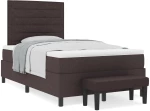 vidaXL Κρεβάτι Box Spring με Στρώμα & Πάγκο Σκούρο Καφέ 120x200 εκ. Ύφασμα
