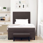vidaXL Κρεβάτι Box Spring με Στρώμα & Πάγκο Σκούρο Καφέ 120x200 εκ. Ύφασμα