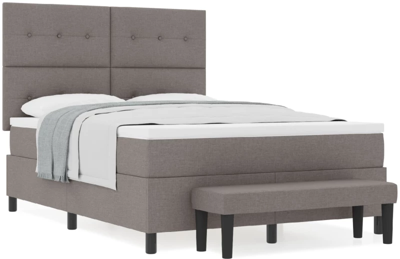 vidaXL Κρεβάτι Box Spring με Στρώμα & Πάγκο Ταπέντο 160x200 εκ. Ύφασμα