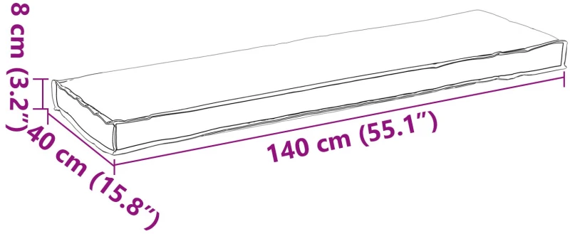 vidaXL Μαξιλάρι Πάγκου Γκρι 140x40x8 εκ. Ύφασμα Oxford