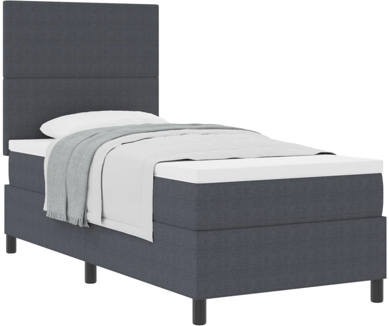 vidaXL Κρεβάτι Box Spring με Στρώμα Σκούρο Γκρι 100x200 εκ. Ύφασμα Βελούδου
