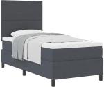 vidaXL Κρεβάτι Box Spring με Στρώμα Σκούρο Γκρι 100x200 εκ. Ύφασμα Βελούδου
