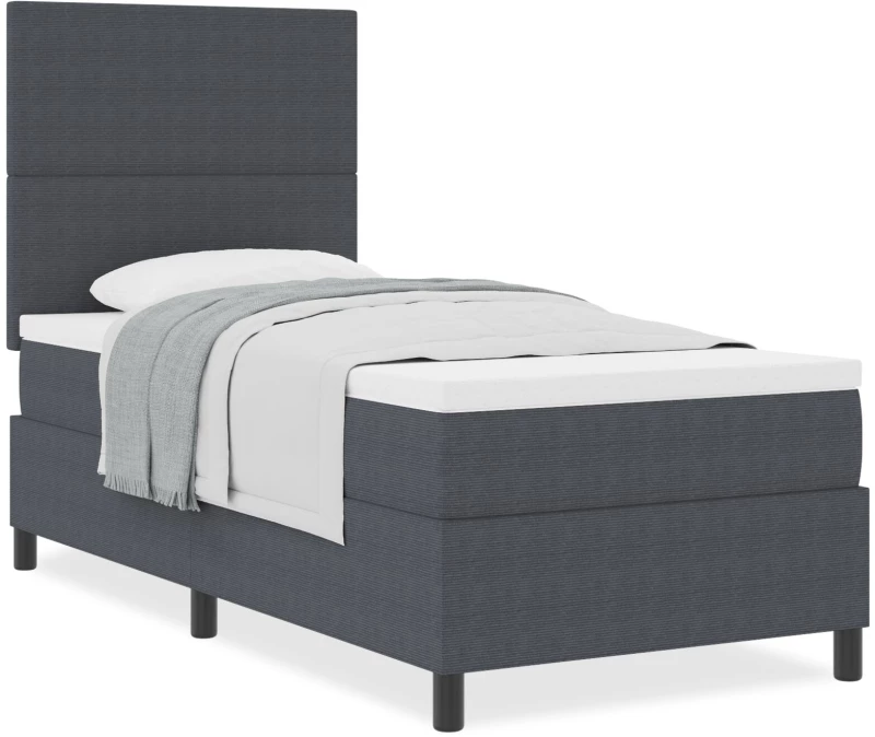 vidaXL Κρεβάτι Box Spring με Στρώμα Σκούρο Γκρι 100x200 εκ. Ύφασμα Βελούδου