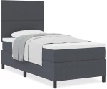 vidaXL Κρεβάτι Box Spring με Στρώμα Σκούρο Γκρι 100x200 εκ. Ύφασμα Βελούδου