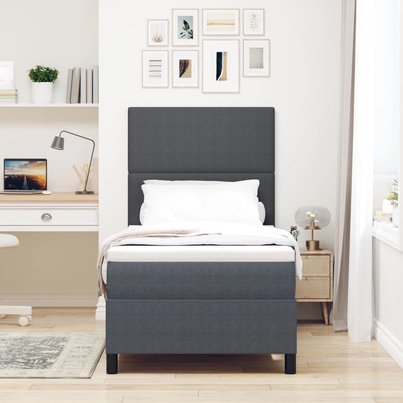 vidaXL Κρεβάτι Box Spring με Στρώμα Σκούρο Γκρι 100x200 εκ. Ύφασμα Βελούδου
