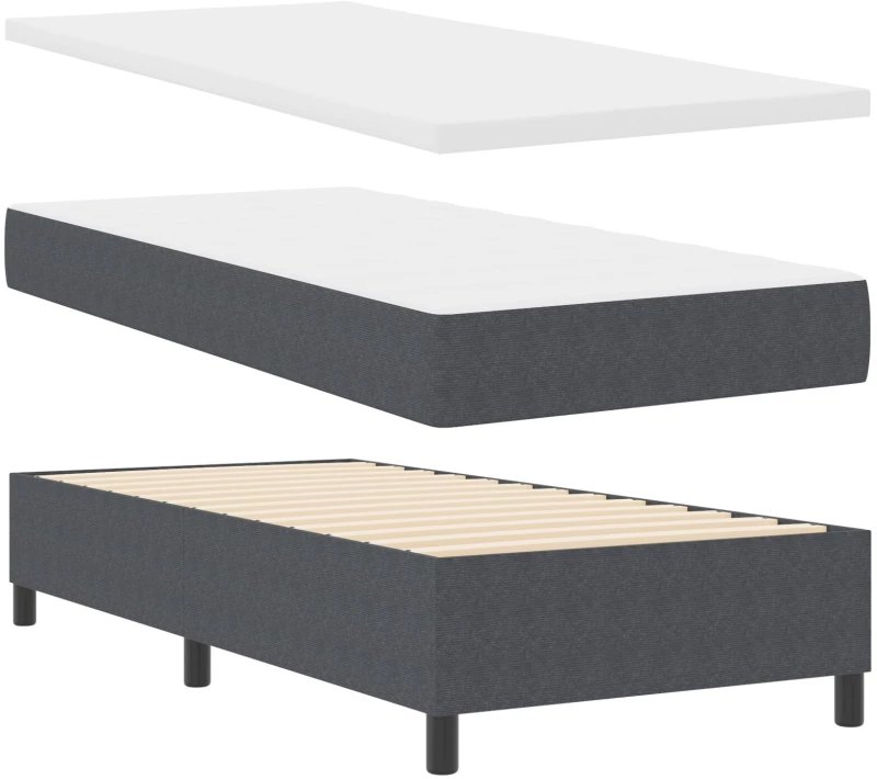vidaXL Κρεβάτι Box Spring με Στρώμα Σκούρο Γκρι 100x200 εκ. Ύφασμα Βελούδου