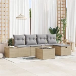 vidaXL Σετ Καναπέ 6 Τεμαχίων με Μαξιλάρια Μπεζ Πολυεστέρας
