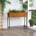 vidaXL Αναμμένη Γλάστρα 100x26x82 εκ. Φθαρμένος Χάλυβας