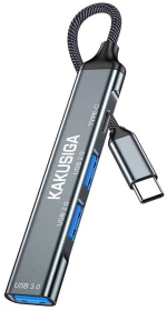KAKUSIGA USB hub KSC-1417, 4x θυρών, USB 3.0, 5Gbps, USB-C σύνδεση, γκρι