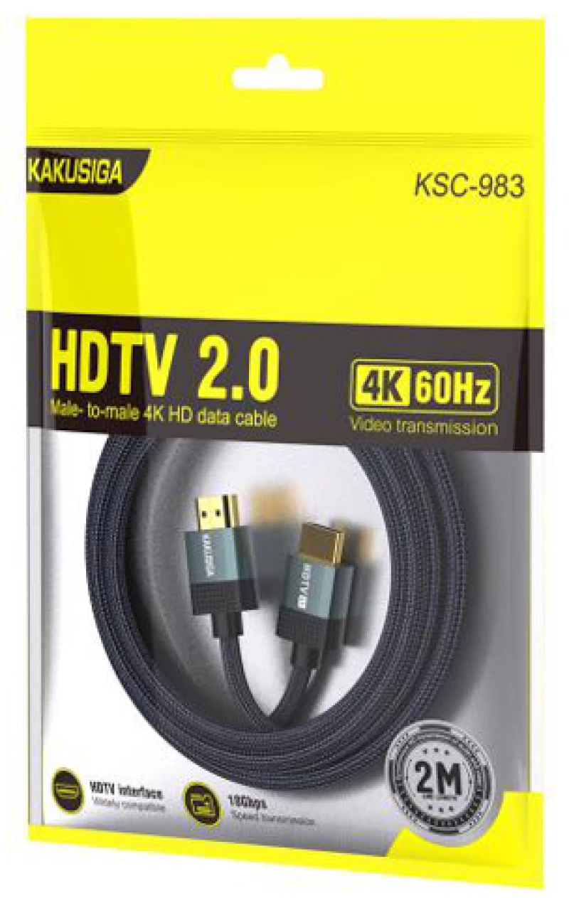 KAKUSIGA καλώδιο HDMI KSC-983, 4K/60Hz, 18Gbps, 2m, μαύρο