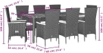 vidaXL Σετ Τραπεζαρίας Κήπου 7 Τεμ. Μαύρο Συνθετικό Ρατάν με Μαξιλάρια