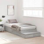 vidaXL Κρεβάτι με αποθηκευτικό χώρο Γκρι Sonoma 90x200 εκ