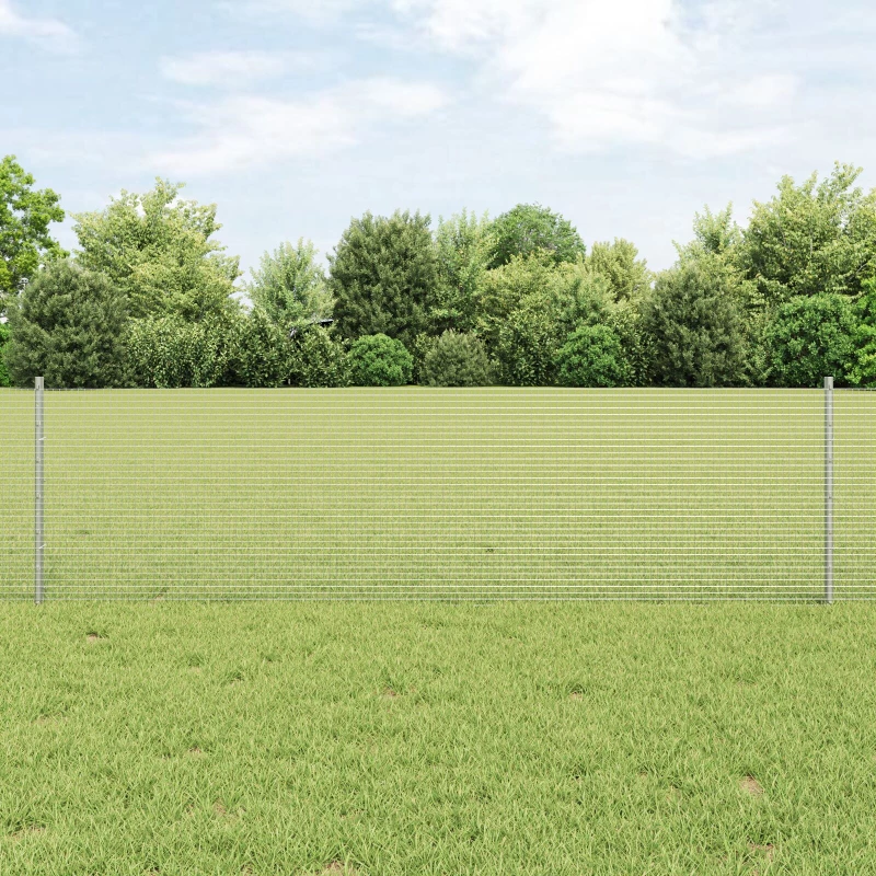 vidaXL Φράχτης Welded Wire με 5 U Posts Ασημί 0.6x10 μ Χάλυβα