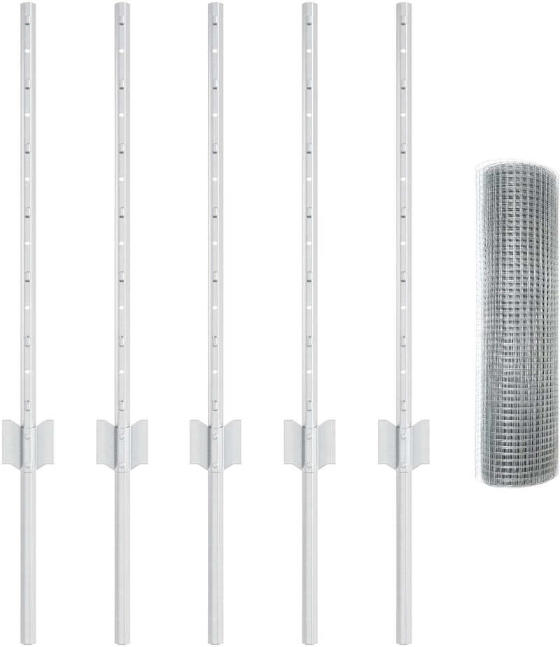 vidaXL Φράχτης Welded Wire με 5 U Posts Ασημί 0.6x10 μ Χάλυβα