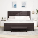 vidaXL Κρεβάτι με Στρώμα & Πάγκο Σκούρο Καφέ 200x200 εκ Ύφασμα