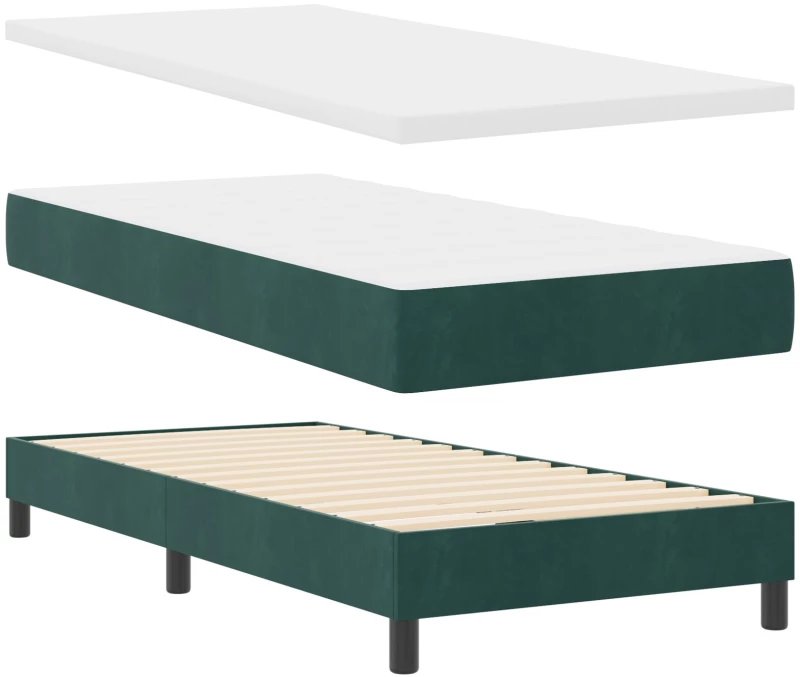 vidaXL Κρεβάτι με Στρώμα Dark Green 80x200 εκ Βελούδο