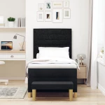 vidaXL Κρεβάτι Βάσης με Στρώμα & Πάγκο Μαύρο 80x200 cm Ύφασμα
