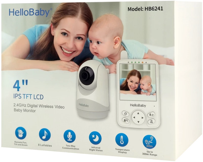 HELLOBABY ενδοεπικοινωνία μωρού HB6241 με κάμερα & οθόνη 4", 720p, PTZ