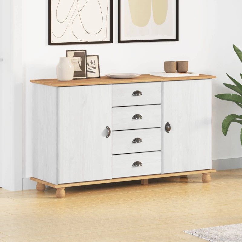 vidaXL Μπουφές 'ASKIM' Λευκό 133.5x40x79 εκ. Ξύλο Πεύκου