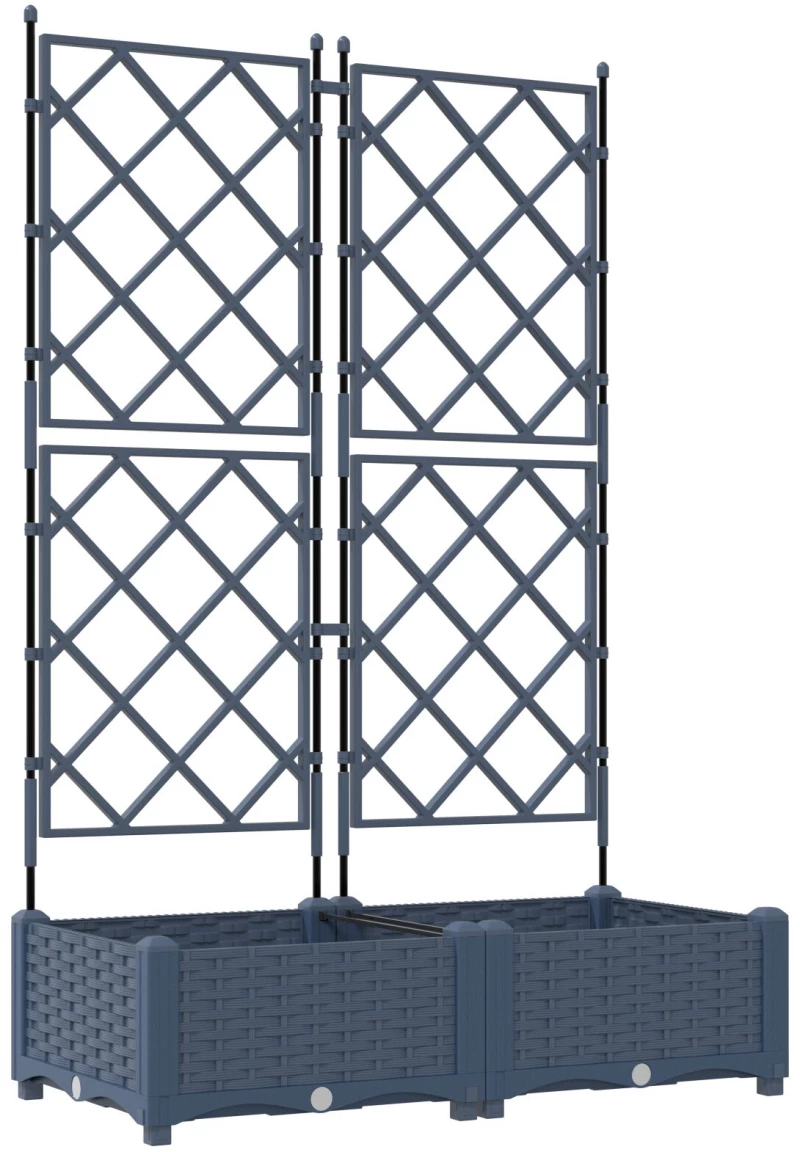 vidaXL Γλάστρα Κήπου με Πλέγμα 2 τεμ Γκρι 80x40x125,5 εκ