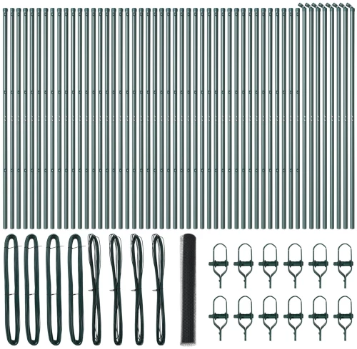 vidaXL Φράχτης Γκρίζος 1.2x100 μ Ατσάλι, vidaXL Πόλοι Φράχτη 13 Πράσινοι Ø32 mm 170 cm Γαλβανισμένο Ατσάλι