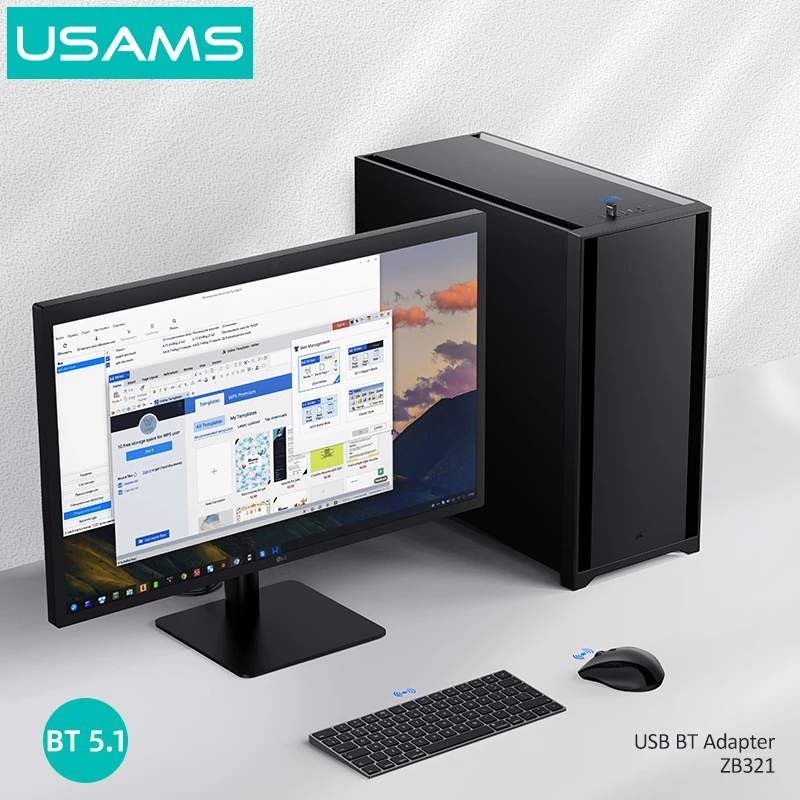 USAMS USB αντάπτορας Bluetooth 5.1 ZB321, μαύρος