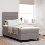 vidaXL Κρεβάτι Box Spring με Στρώμα Γκρι 100x200 cm Ύφασμα