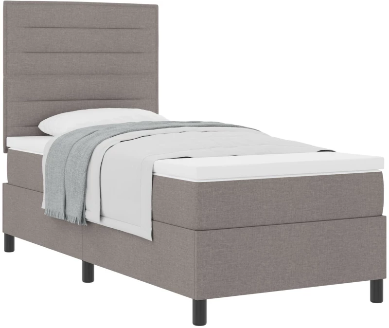 vidaXL Κρεβάτι Box Spring με Στρώμα Γκρι 100x200 cm Ύφασμα