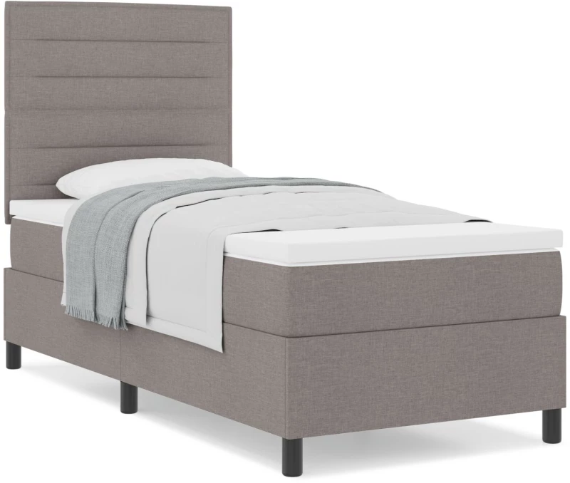 vidaXL Κρεβάτι Box Spring με Στρώμα Γκρι 100x200 cm Ύφασμα