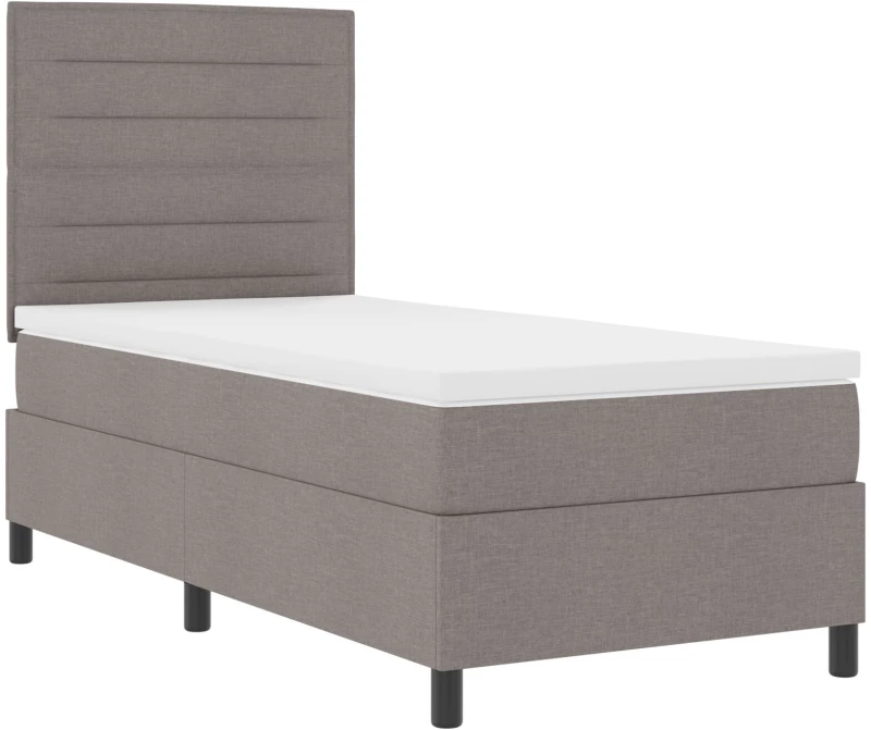 vidaXL Κρεβάτι Box Spring με Στρώμα Γκρι 100x200 cm Ύφασμα